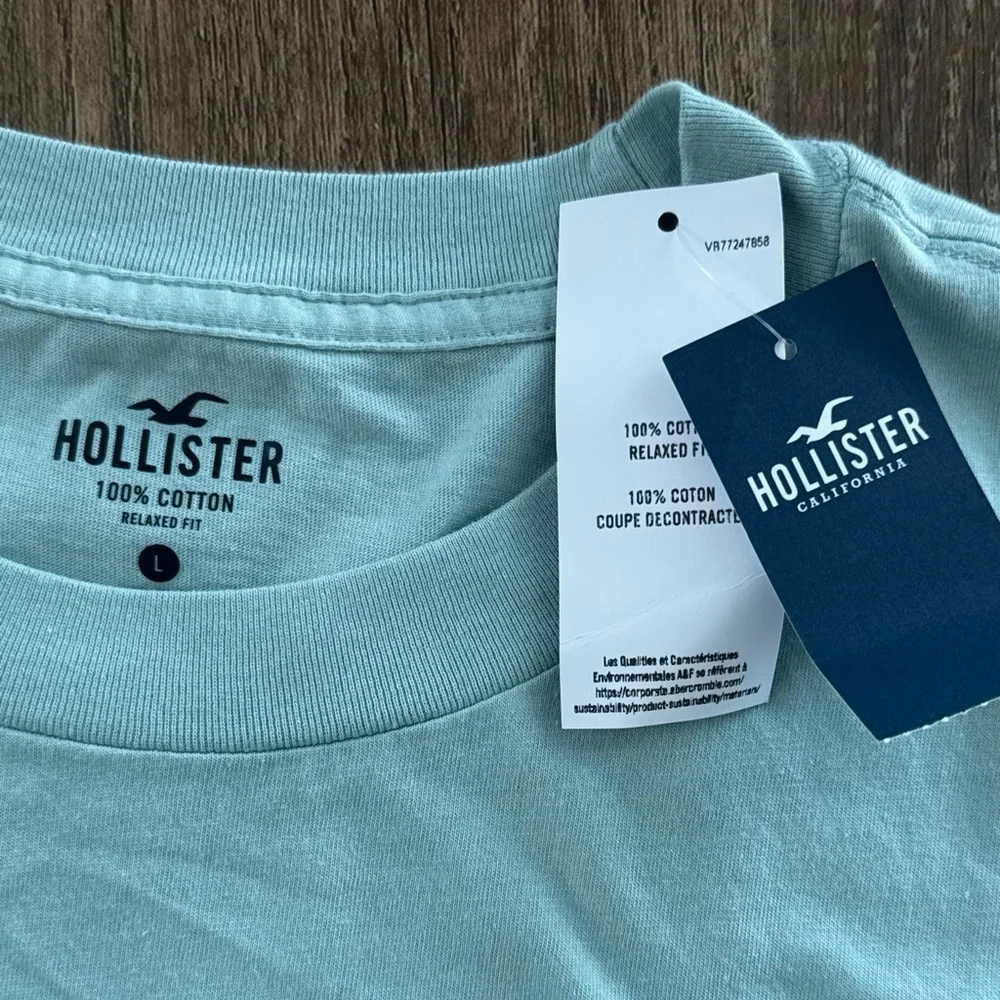 NWT Hollister Blue Logo Graphic Tee Large - Picture 4 of 4